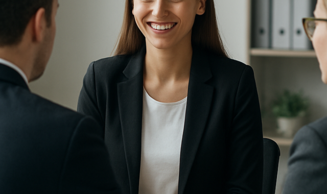 Image d'une candidate pendant son entretien de sélection